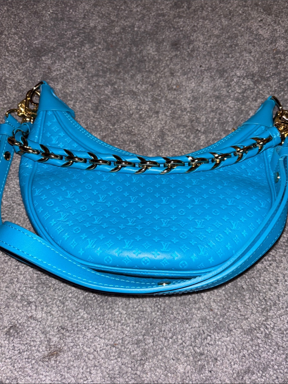 Louis Vuitton Nanogram Turquoise Monogram Crescent Shoulder Bag with Chain
